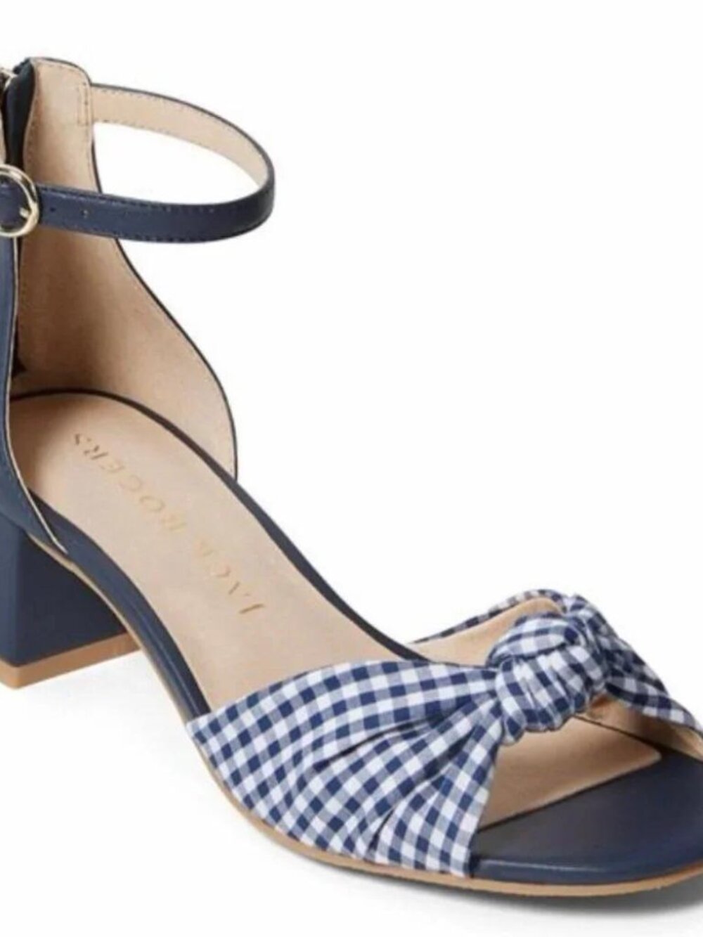 Worn Once! Jack Rogers Abigail Navy Gingham Bow Block Heels Sandals 9